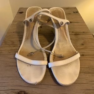 White BCBGMaxazria Wedge Sandals.